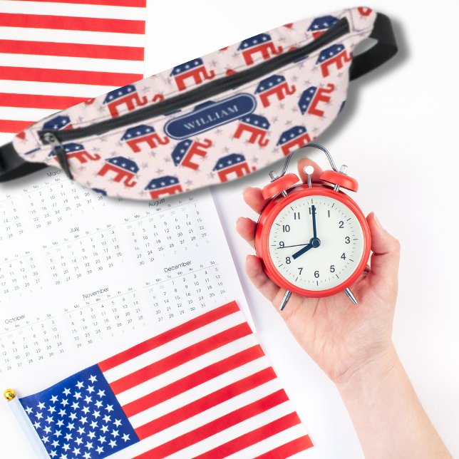 Republican Elephants Pattern National Stars Custom Fanny Pack (Creator Uploaded)