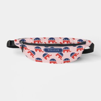 Republican Elephants Pattern Red Stripes Custom