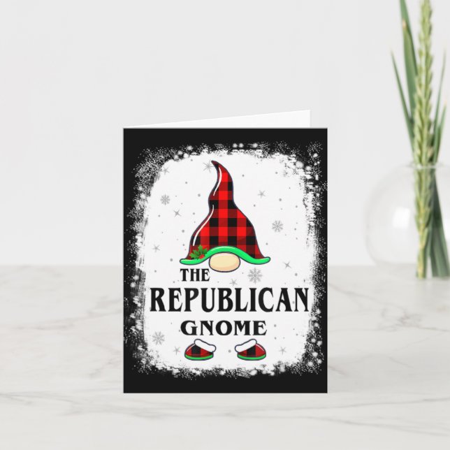 Republican Gnome Buffalo Plaid Matching Family Xma Card (Front)