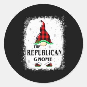 Republican Gnome Buffalo Plaid Matching Family Xma Classic Round Sticker