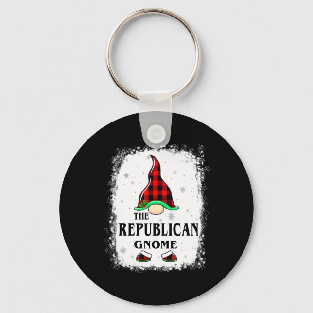 Republican Gnome Buffalo Plaid Matching Family Xma Keychain (Front)