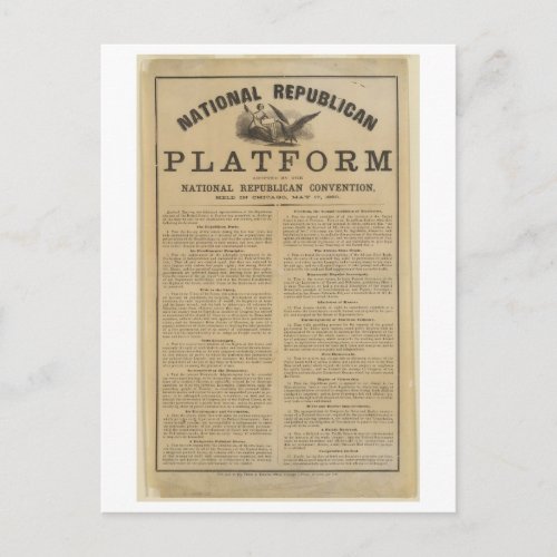 Republican National Convention Platform 1860 Postcard