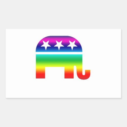 Republican Original Elephant Rainbow Rectangular Sticker