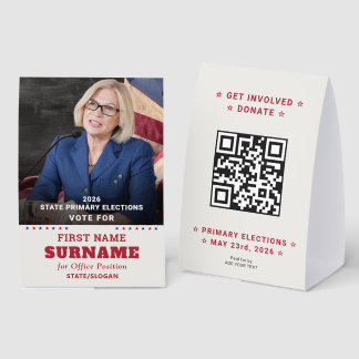 Republican Party Campaign Personalized QR & Photo Paper Table Tent