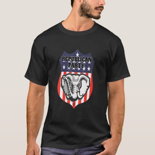 Republican Party Gop Elephant American Flag T_Shirt