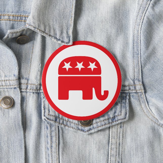 Republican Party Political Symbol (Elephant) Button (In Situ)