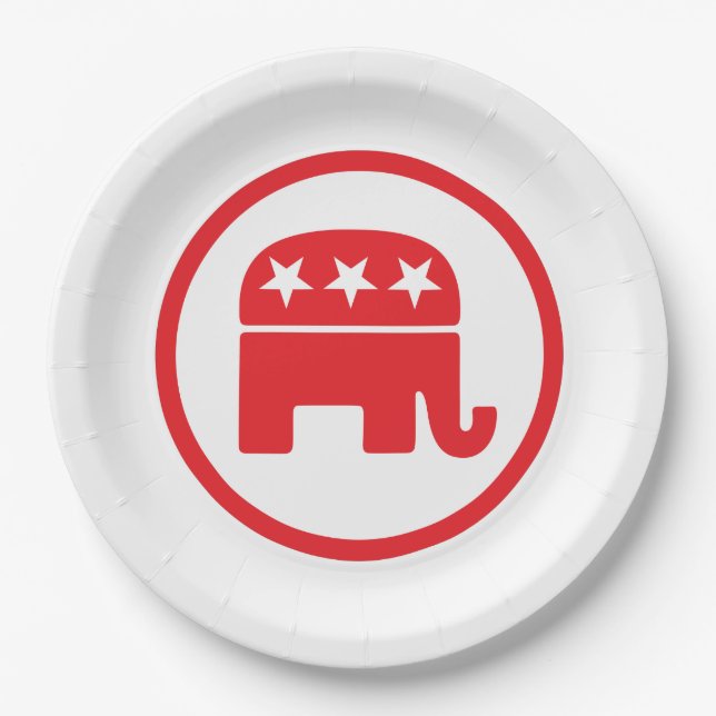 Republican Party Political Symbol (Elephant) Paper Plates (Front)