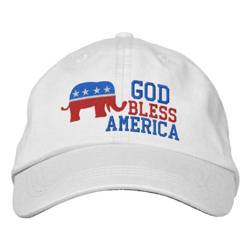 Republican Patriotic  God Bless America Embroidered Baseball Hat