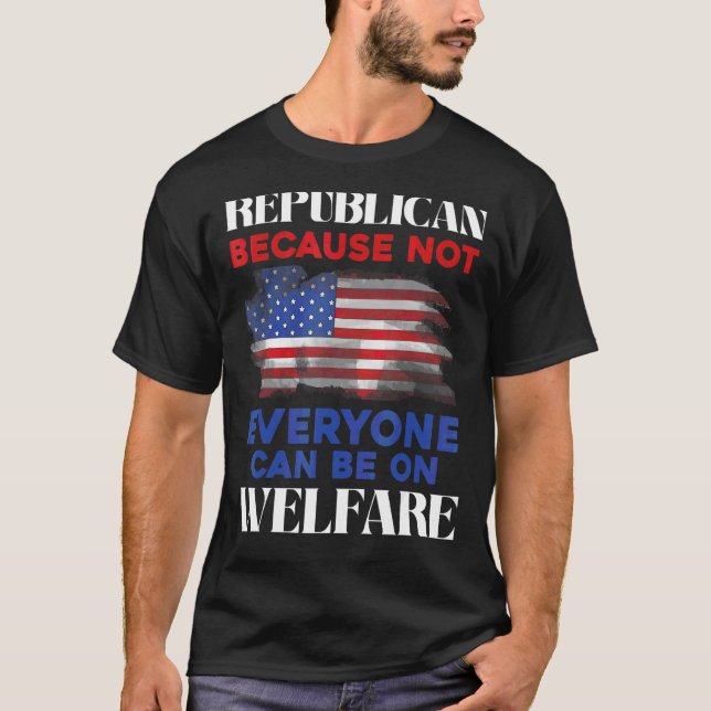 Republican Politics Conservative American Us Flag  T-Shirt (Front)