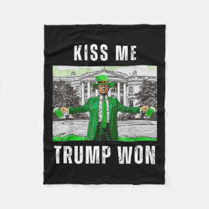 Republican St Patricks Day Kiss Me Trump Won For M Fleece Blanket