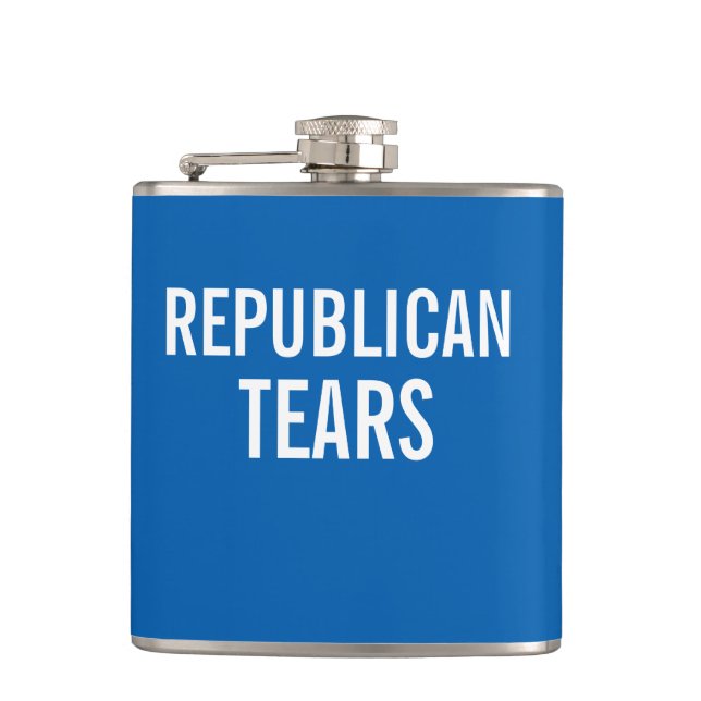 Republican Tears Democrat color scheme Flask (Front)