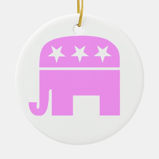Republican Women Pink GOP Symbol Elephant Ceramic Ornament (Front)