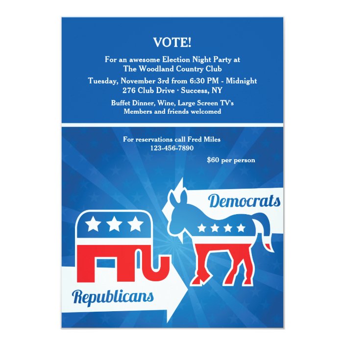 Republicans and Democrats Election Party Invitatio Invitation | Zazzle.com