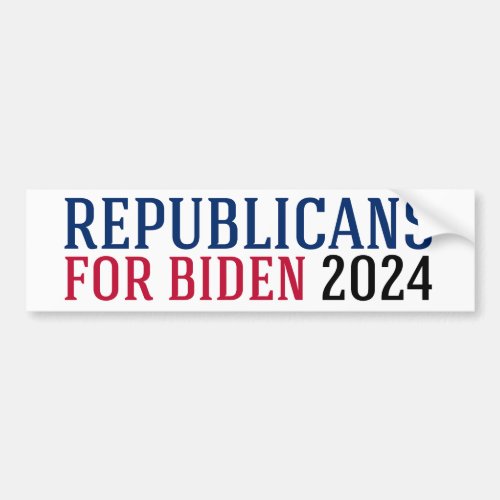 Republicans for Biden 2024 Election Political Bumper Sticker