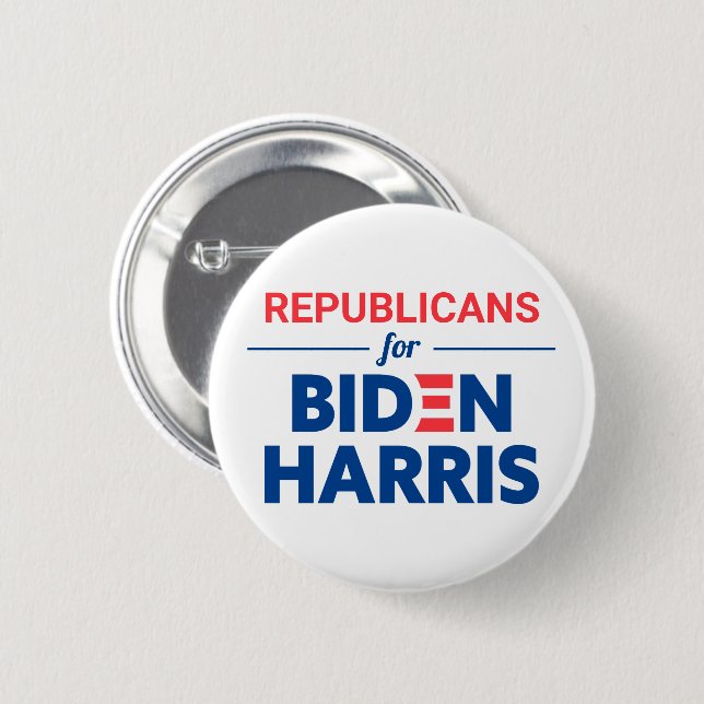 Republicans for Biden Harris Custom Text White Button (Front & Back)
