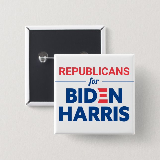 Republicans for Biden Harris Custom Text White Button (Front & Back)
