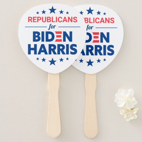 Republicans for Biden Harris Custom Text White Hand Fan