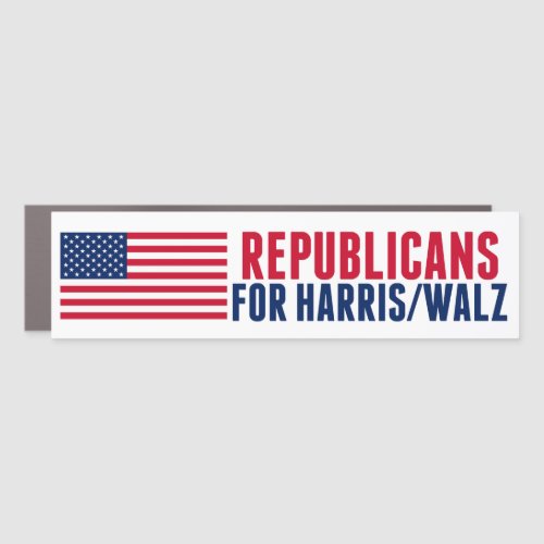 Republicans for Harris Walz American Flag Car Magnet