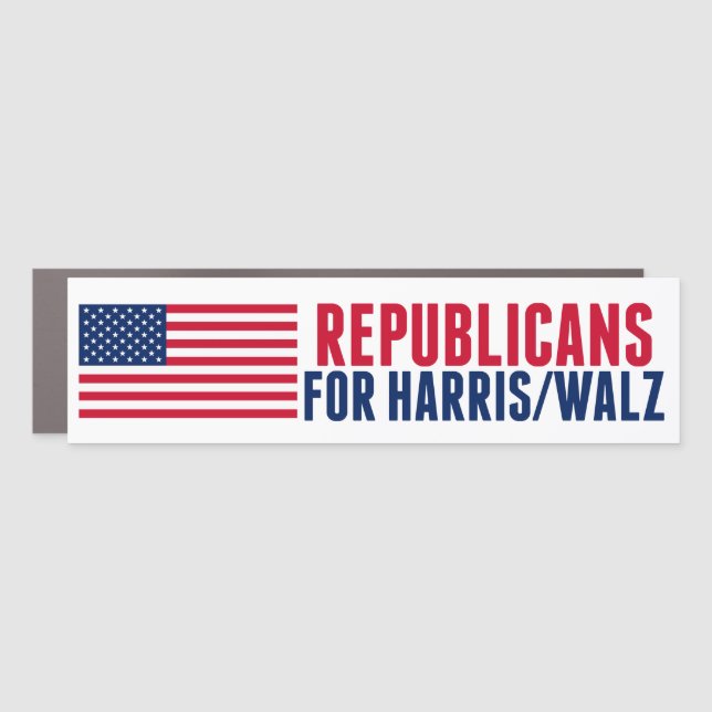 Republicans for Harris Walz American Flag Car Magnet (Front)