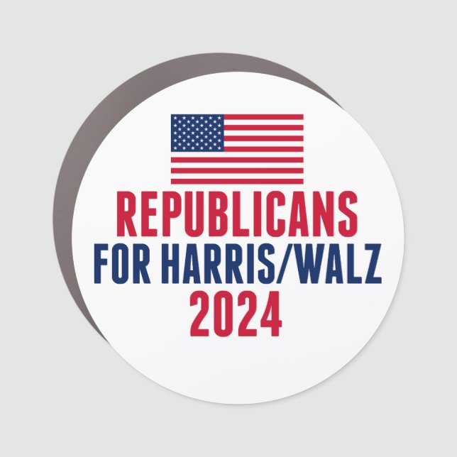 Republicans for Harris Walz American Flag Car Magnet (Front)
