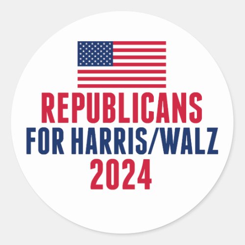 Republicans for Harris Walz American Flag Classic Round Sticker