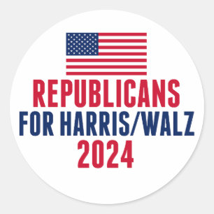 Republicans for Harris Walz American Flag Classic Round Sticker
