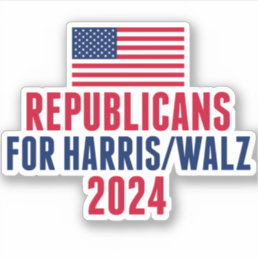 Republicans for Harris Walz American Flag Laptop Sticker