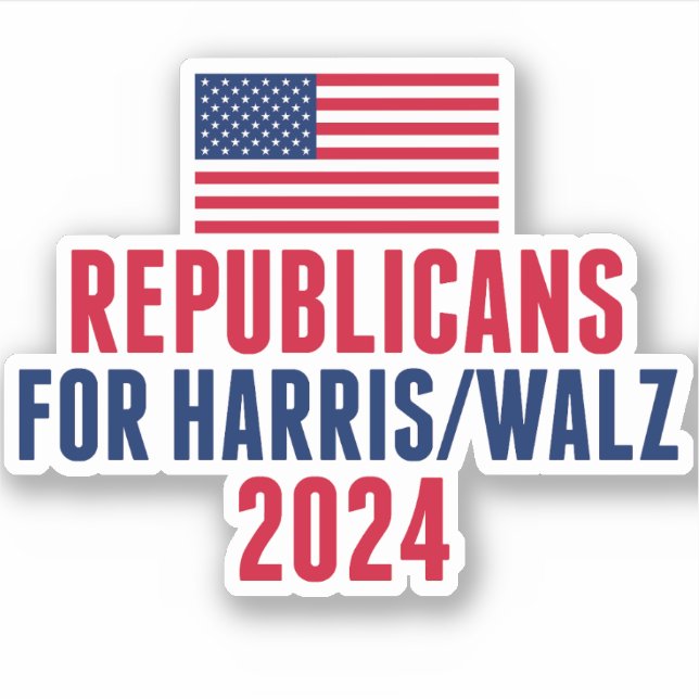 Republicans for Harris Walz American Flag Laptop Sticker (Front)