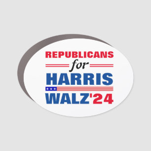 Republicans for Harris Walz Red Blue Car Magnet