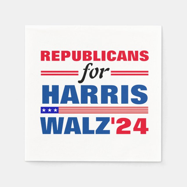 Republicans for Harris Walz Red Blue Napkins (Front)