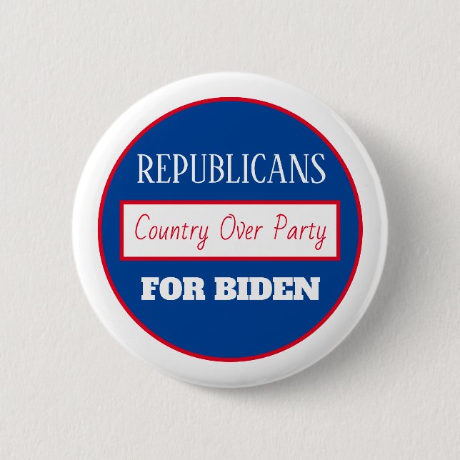 Republicans for Joe Biden, Country over Party Button (Front)