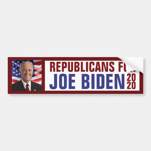 Republicans for Joe Biden US President Photo 2020 Bumper Sticker