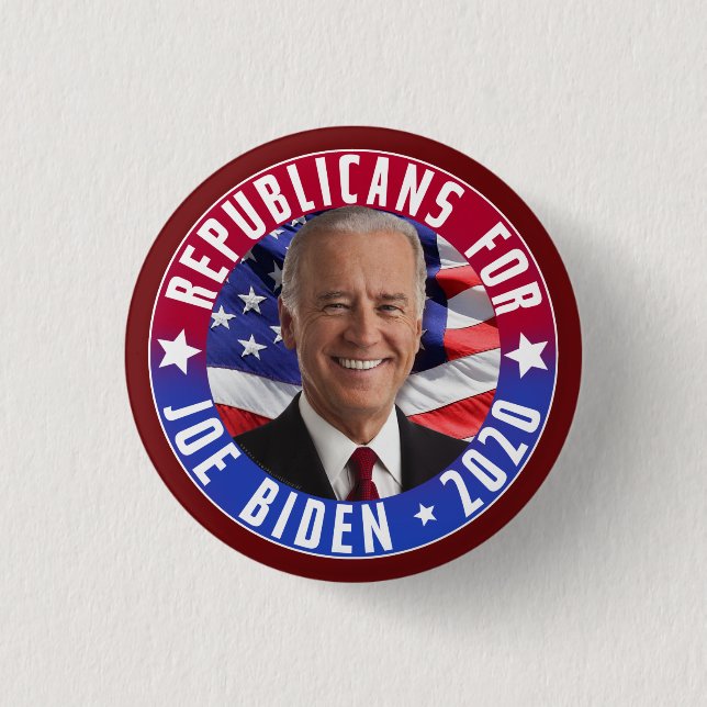 Republicans for Joe Biden US President Photo 2020 Button (Front)