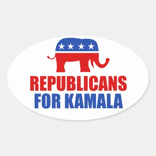 Republicans for Kamala Harris Elephant Oval Sticker