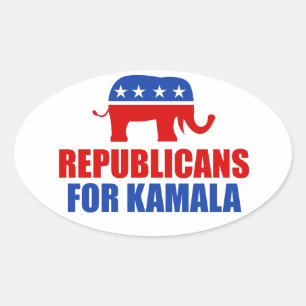 Republicans for Kamala Harris Elephant Oval Sticker
