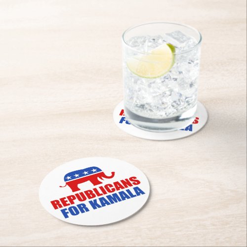 Republicans for Kamala Harris Elephant Round Paper Coaster