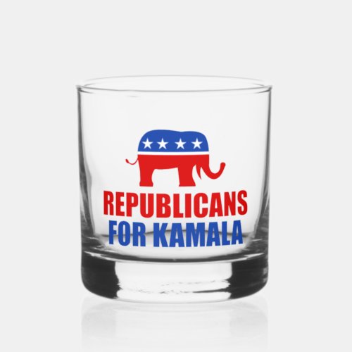 Republicans for Kamala Harris Elephant Whiskey Glass