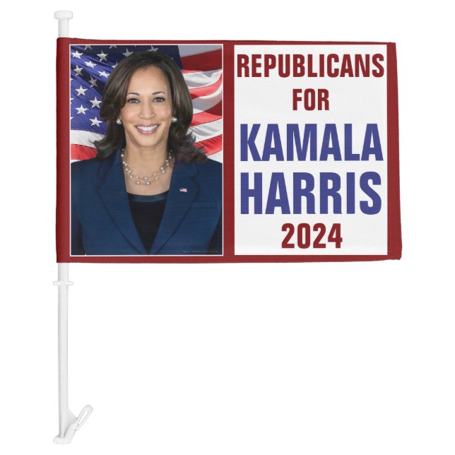 Republicans for Kamala Harris President Photo 2024 Car Flag (Front)