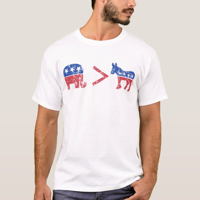 Republicans greater than Democrats t shirt (Front)