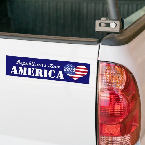 Republicans Love America_US Heart Shaped Flag Bumper Sticker