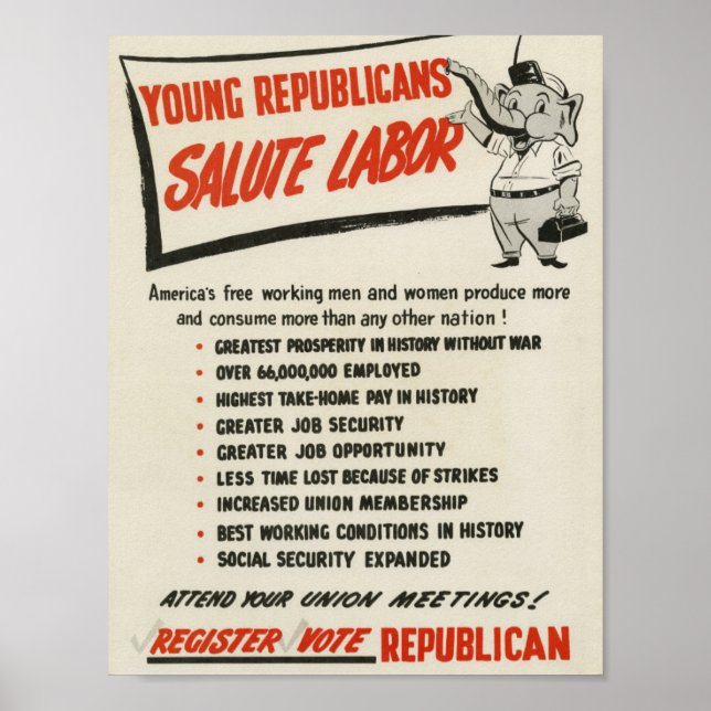 Republicans salute labor poster (Front)