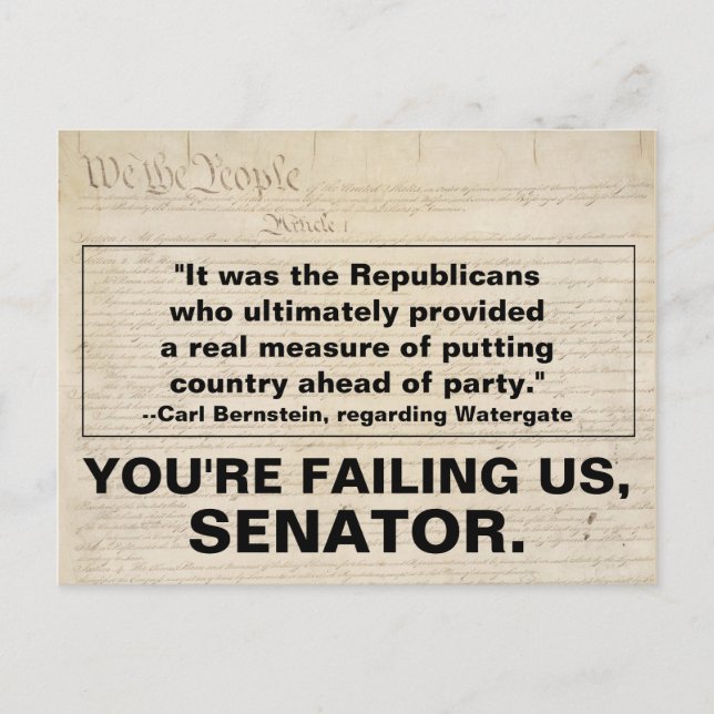 Republicans Senator Have to Put Country Over Party Invitation Postcard (Front)