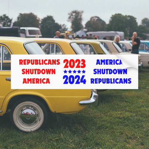 republicans shutdown america 2023 anti trump bumper sticker