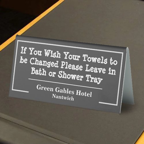 Request Change of Towels table tent sign