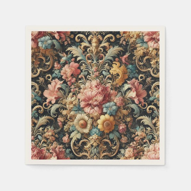 Requiem for Arcana – Gothic Floral Design Napkins (Front)