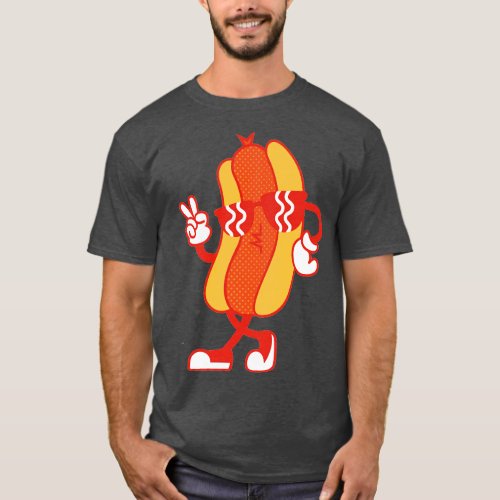 Rero Vinage Cool Hot Dog Weaing Glasses Funny Hot  T_Shirt