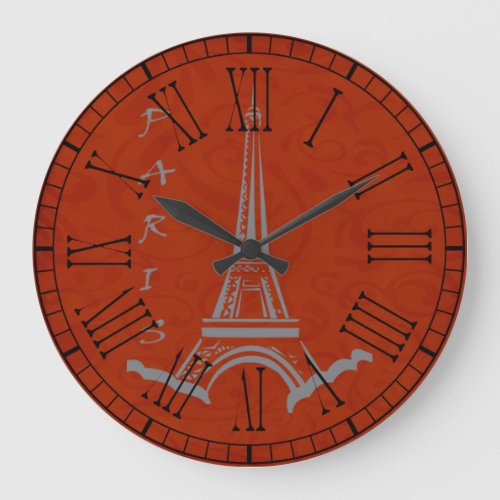 Rerto look Paris France Eiffel Tower Large Clock