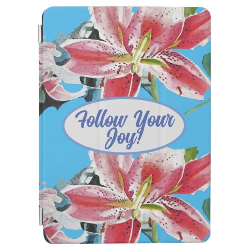 Res Pink Lily Lillies floral Blue Your Joy iPad Air Cover