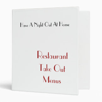 Resaurant Take Out Menu Binder