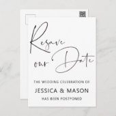 Resave The Date Postponed Wedding Announcement Postcard (Front/Back)